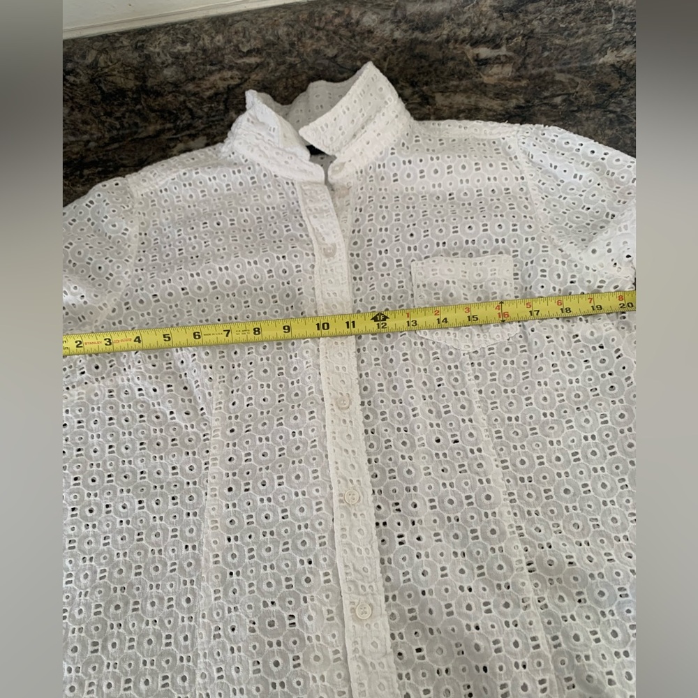 New York & Company White Eyelet Button-Front Shirt - Picture 3 of 11